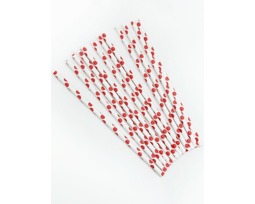 Трубочки бумажные одноразовые белый с красными точками Complement