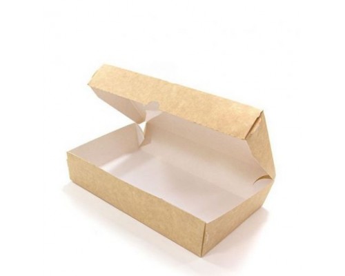 Контейнер для еды бумажный  Crystal Box, с купольной крышкой, Крафт, 800 мл