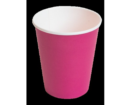 Стакан бумажный однослойный розовый для горячего, 300 мл