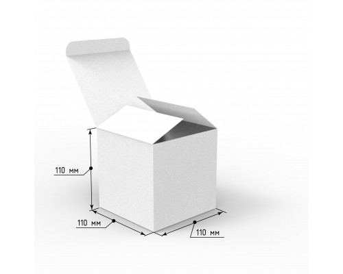 Коробка самосборная 110х110х110 с ушками белая, профиль E