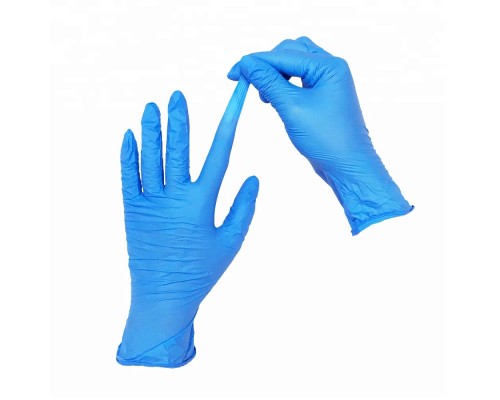Перчатки голубого цвета нитриловые неопудренные с текстурой на пальцах размером (s) (benovy)
