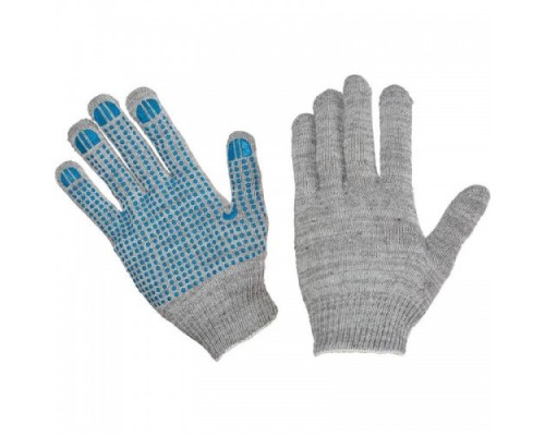 Рабочие перчатки с пвх изготовлены из натурального хлопка из 4 нитей серого цвета